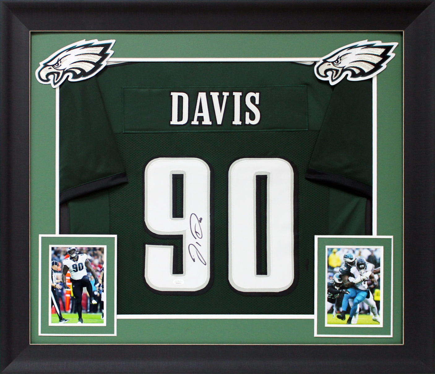 Jordan Davis Authentic Signed Green Pro Style Framed Jersey JSA Witness
