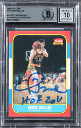 Warriors Chris Mullin "HOF 2011" Signed 1986 Fleer #77 RC Card Auto 10! BAS Slab
