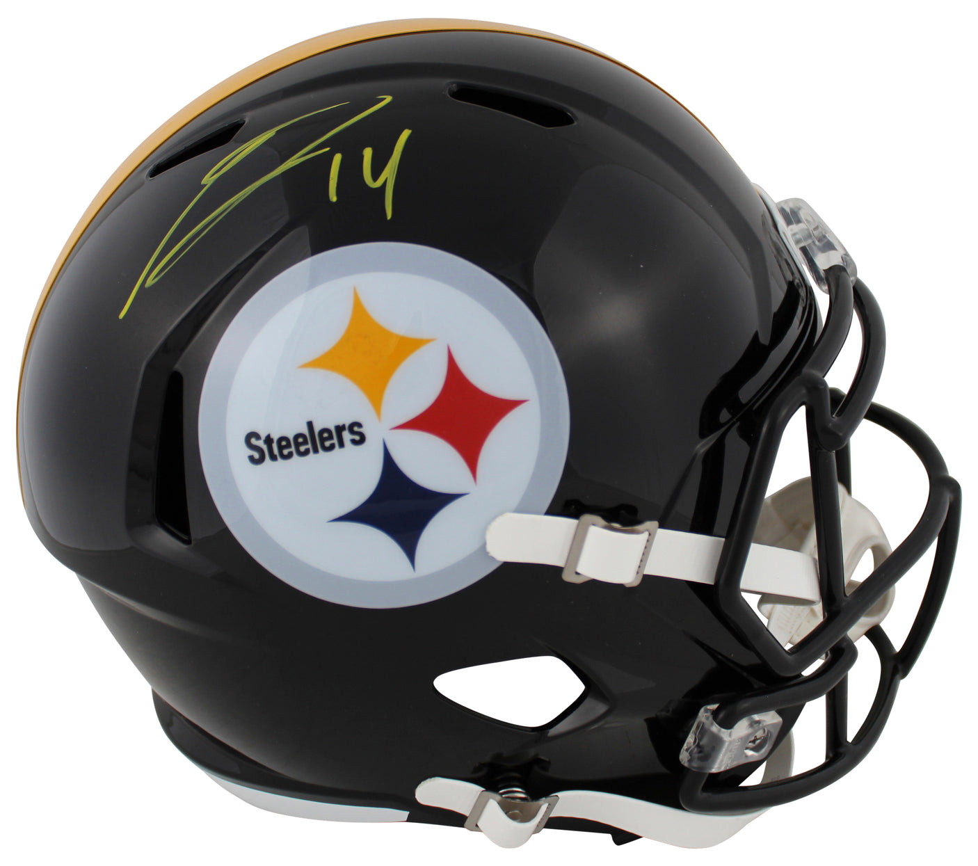 Steelers George Pickens Signed Full Size Speed Rep Helmet w/ Yellow Sig JSA