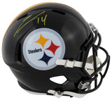 Steelers George Pickens Signed F/S Speed Rep Helmet w/ Yellow Sig & Case JSA