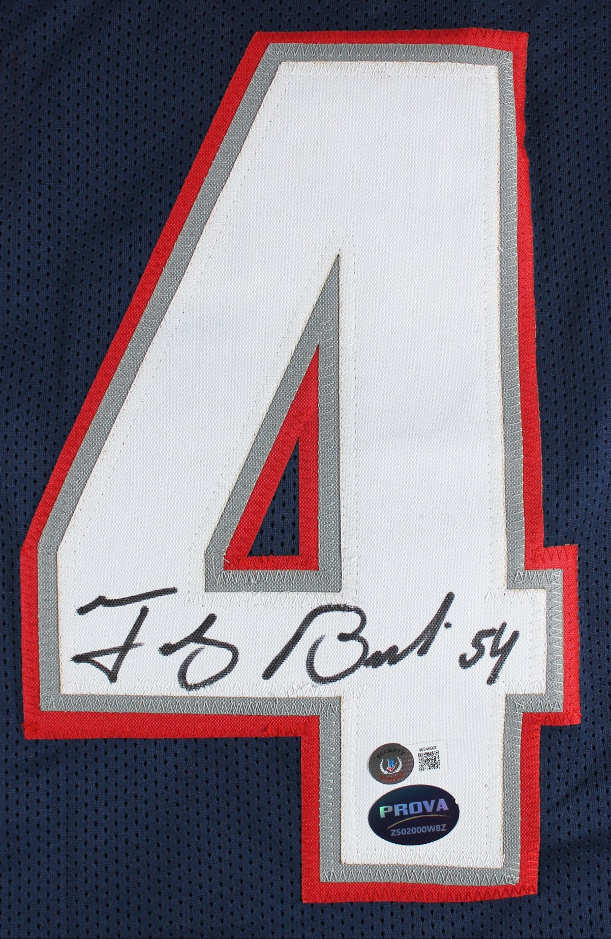 Tedy Bruschi Authentic Signed Navy Blue Pro Style Jersey BAS Witnessed