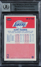 Lakers Kurt Rambis "4x Champ" Signed 1986 Fleer #89 Card Auto 10! BAS Slabbed