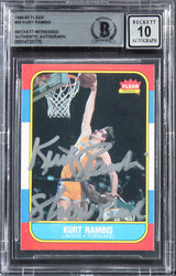 Lakers Kurt Rambis "Showtime" Signed 1986 Fleer #89 Card Auto 10! BAS Slabbed