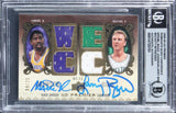 Magic Johnson & Larry Bird Signed 2008 UD PRQC #PR4ML 8/25 Card Auto 10 BAS Slab