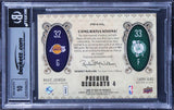 Magic Johnson & Larry Bird Signed 2008 UD PRQC #PR4ML 3/25 Card Auto 10 BAS Slab