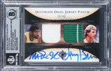 Magic Johnson & Larry Bird Signed 2005 Ultimate Patches DPJB 38/40 Card BAS Slab