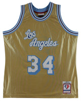 Lakers Shaquille O'Neal Authentic Signed Gold M&N 75th Anniversary Jersey BAS W