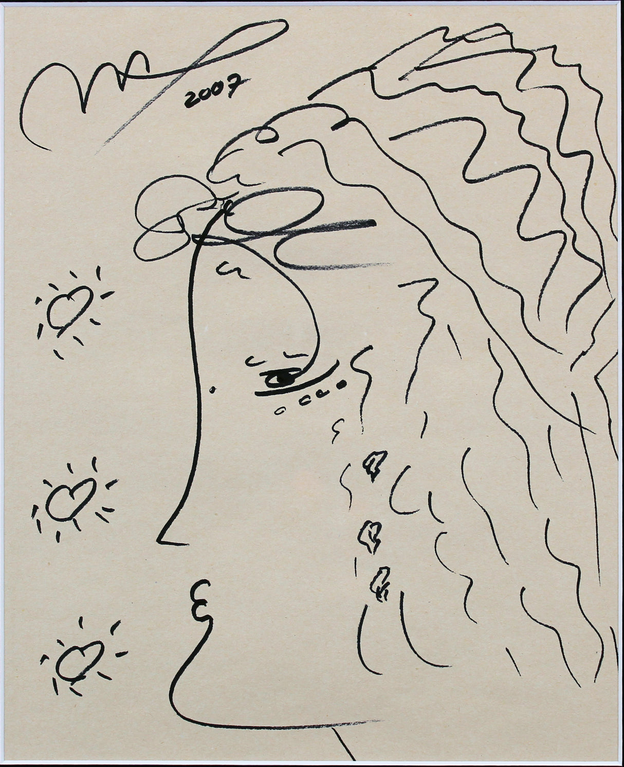 Peter Max "2007" Authentic Signed 8.75x10.75 Sketch Framed Display PSA #V24271