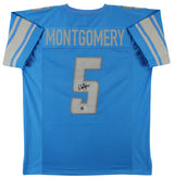 David Montgomery Authentic Signed Blue Pro Style Jersey BAS Witnessed