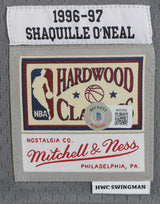 Lakers Shaquille O'Neal Signed Charcoal Grey M&N HWC Swingman Jersey BAS Witness