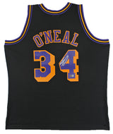Lakers Shaquille O'Neal Signed Black M&N 1996-97 HWC Swingman Jersey BAS Witness