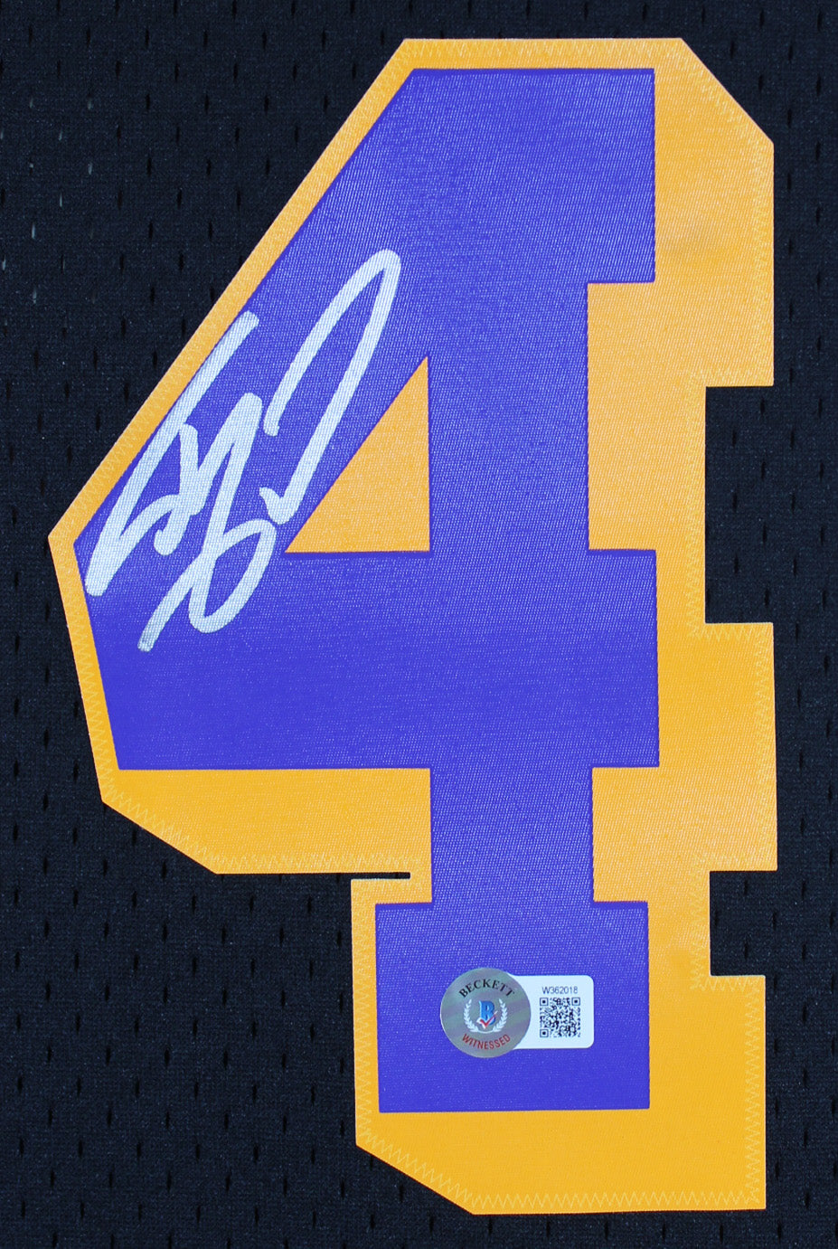 Lakers Shaquille O'Neal Signed Black M&N 1996-97 HWC Swingman Jersey BAS Witness