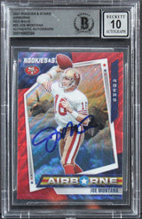 49ers Joe Montana Signed 2021 R&S Airborne Red Wave #25 Card Auto 10 BAS Slabbed