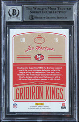 49ers Joe Montana Signed 2016 Donruss Gridiron Kings #11 Card Auto 10! BAS Slab
