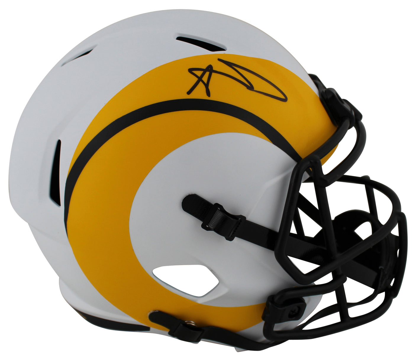Rams Aaron Donald Signed Lunar Full Size Speed Rep Helmet w/ Case BAS Witness