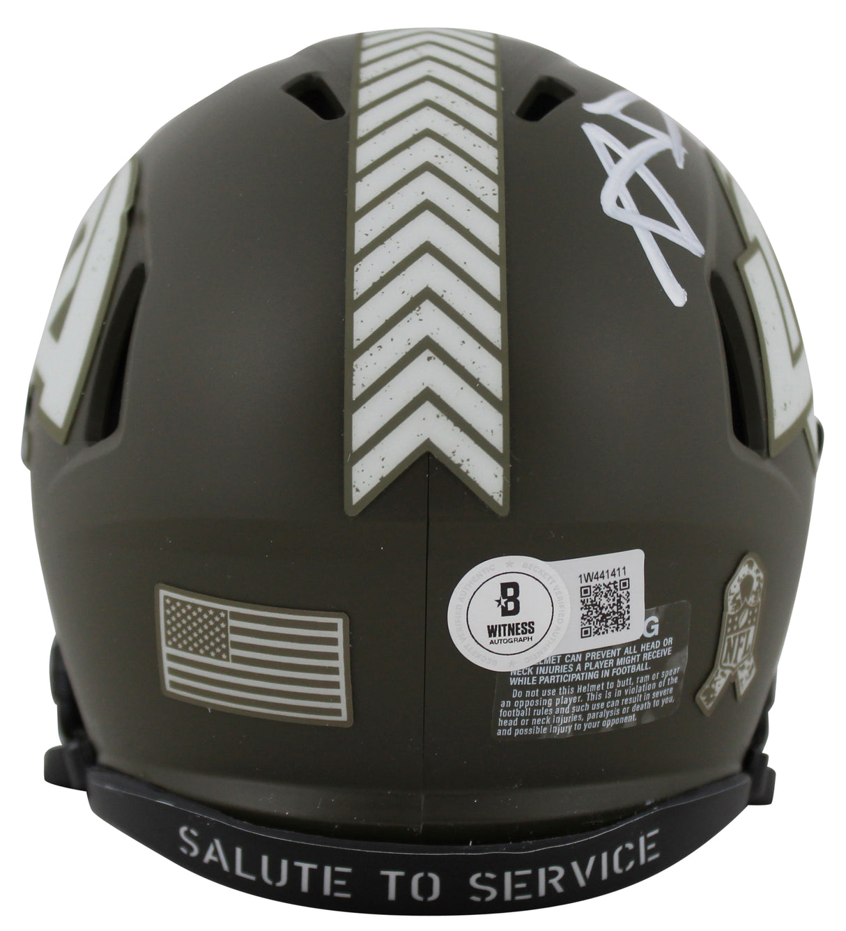 Rams Aaron Donald Signed Salute To Service Speed Mini Helmet w/ Case BAS Wit