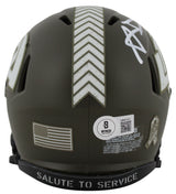 Rams Aaron Donald Signed Salute To Service Speed Mini Helmet w/ Case BAS Wit