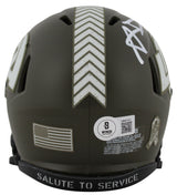 Rams Aaron Donald Signed Salute To Service Speed Mini Helmet w/ Case BAS Wit