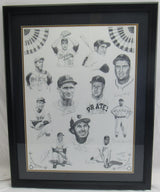Warren Spahn, Yogi Berra, Ray Dandridge, Johnny Mize, Brooks Robinson, Johnny Pesky, Enos Slaughter, Bob Feller, Monte Irvin, Buck Leonard, Ralph Kiner Muti Signed Framed Baseball Poster