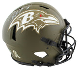 Ravens Ray Lewis Signed Salute To Service Full Size Speed Proline Helmet BAS Wit