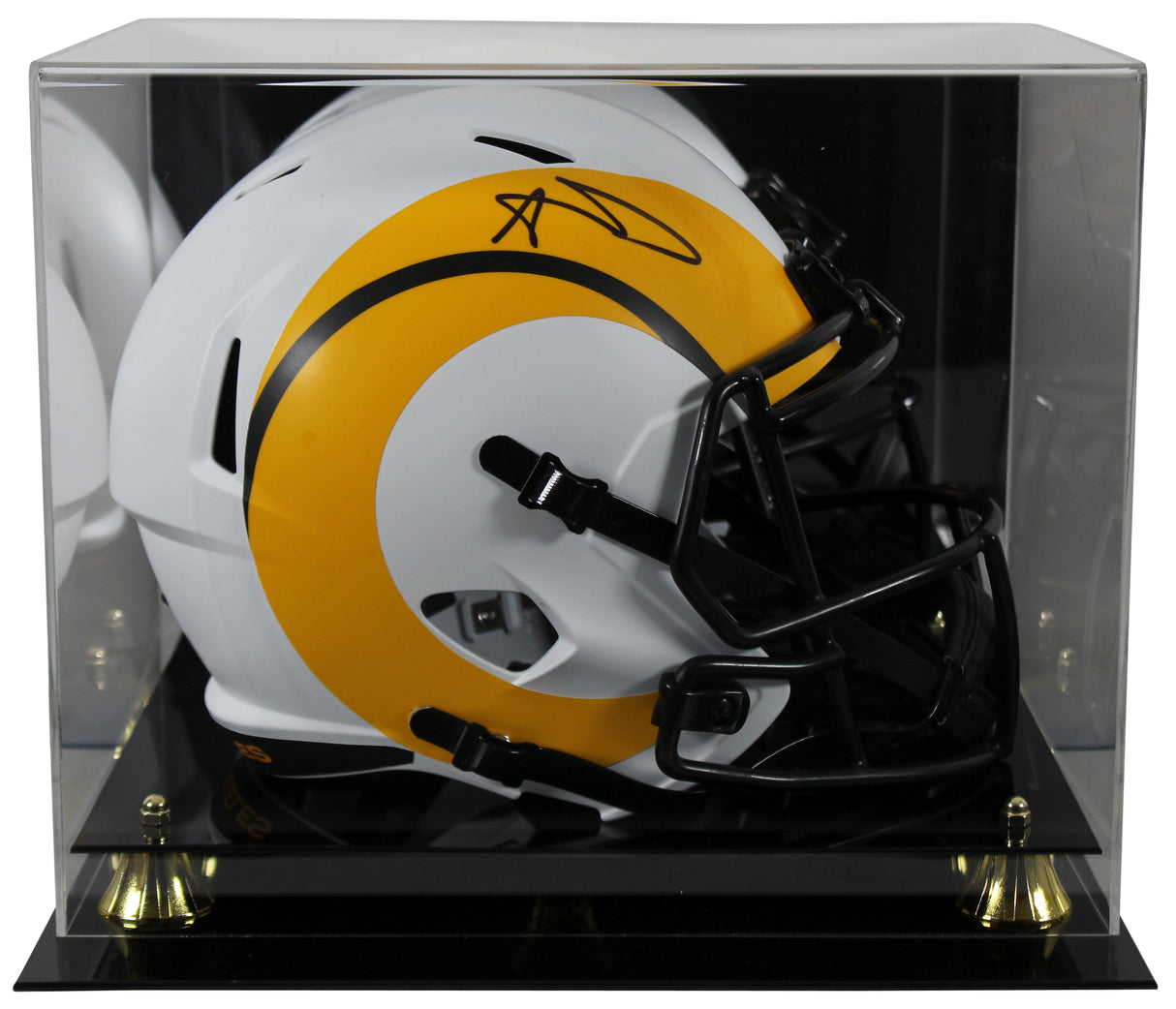 Rams Aaron Donald Signed Lunar Full Size Speed Rep Helmet w/ Case BAS Witness
