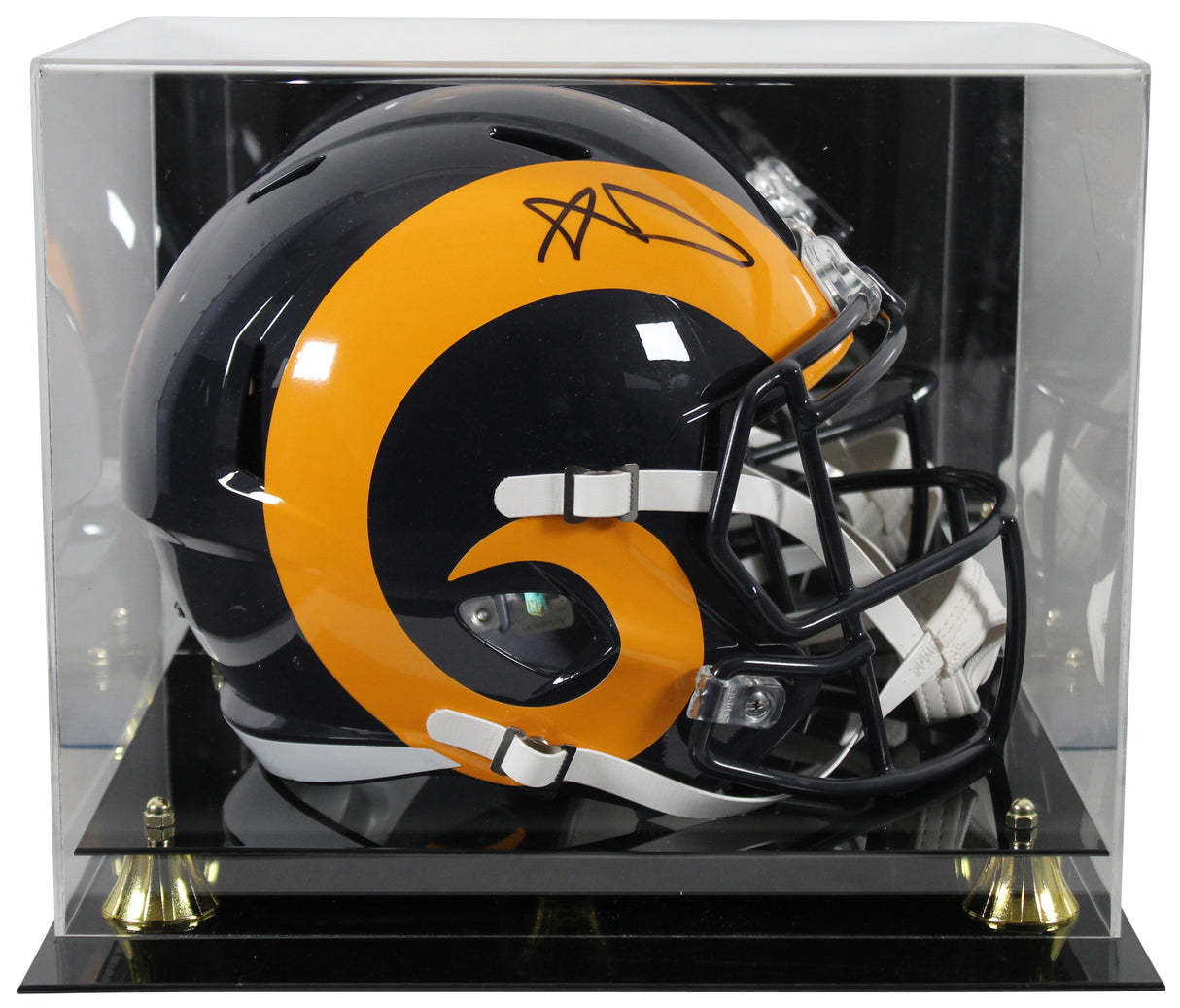 Rams Aaron Donald Signed 1981-99 TB Full Size Speed Rep Helmet w/ Case BAS Wit