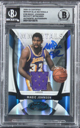 Magic Johnson Signed 2009 Certified Mirror Blue #166 35/50 Card Auto 10 BAS Slab