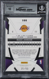 Magic Johnson Signed 2009 Certified Mirror Blue #166 35/50 Card Auto 10 BAS Slab