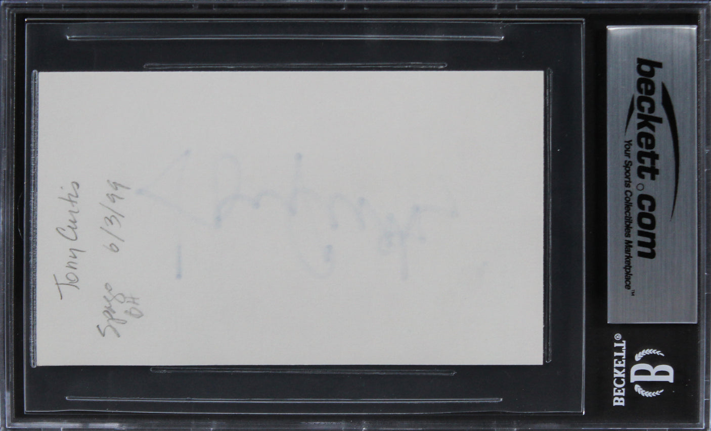 Tony Curtis Some Like It Hot Authentic Signed 3x5 Index Card BAS Slabbed
