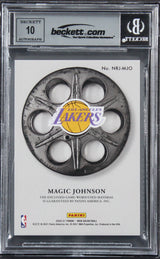 Magic Johnson Signed 2020 Panini Noir Newsreels #33 2/75 Card Auto 10! BAS Slab