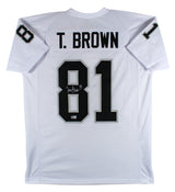 Tim Brown Authentic Signed White Pro Style Jersey Autographed BAS Witnessed