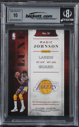 Magic Johnson Signed 2015 Panini Luxe Mem #51 #19/49 Card Auto10! BAS Slabbed