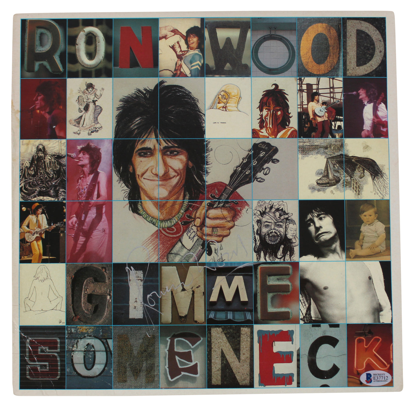 Ronnie Wood Authentic Signed Gimme Some Neck Album Cover W/ Vinyl BAS #E37712