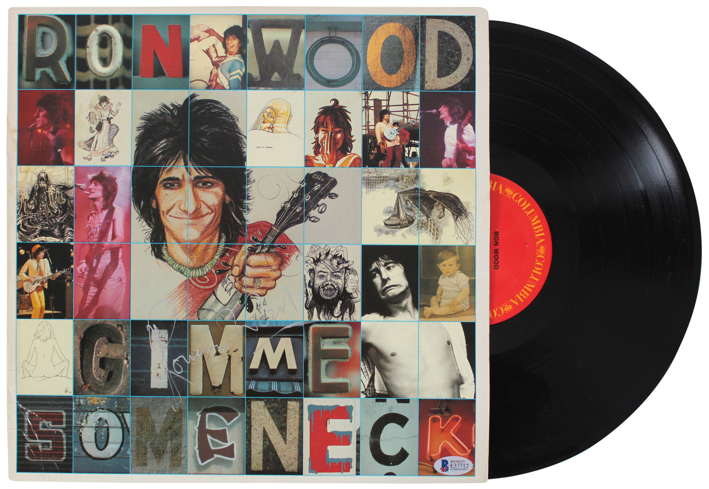 Ronnie Wood Authentic Signed Gimme Some Neck Album Cover W/ Vinyl BAS #E37712