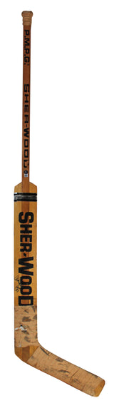 Penguins Wendell Young Signed Game Used Sher-Wood P.M.P.G. Hockey Stick BAS