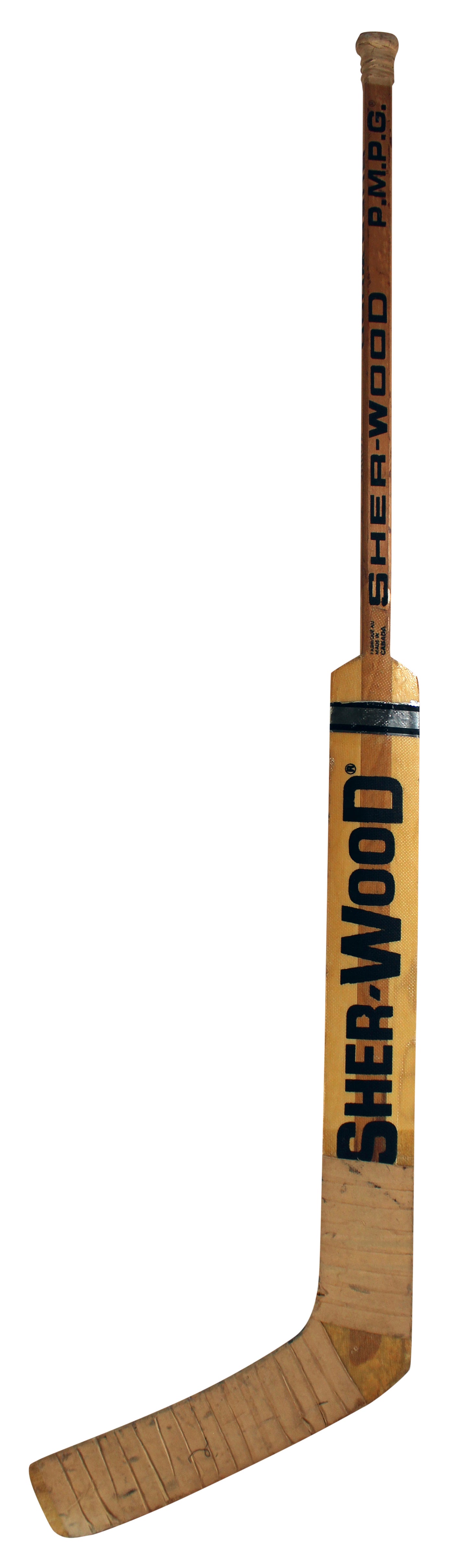 Penguins Wendell Young Signed Game Used Sher-Wood P.M.P.G. Hockey Stick BAS