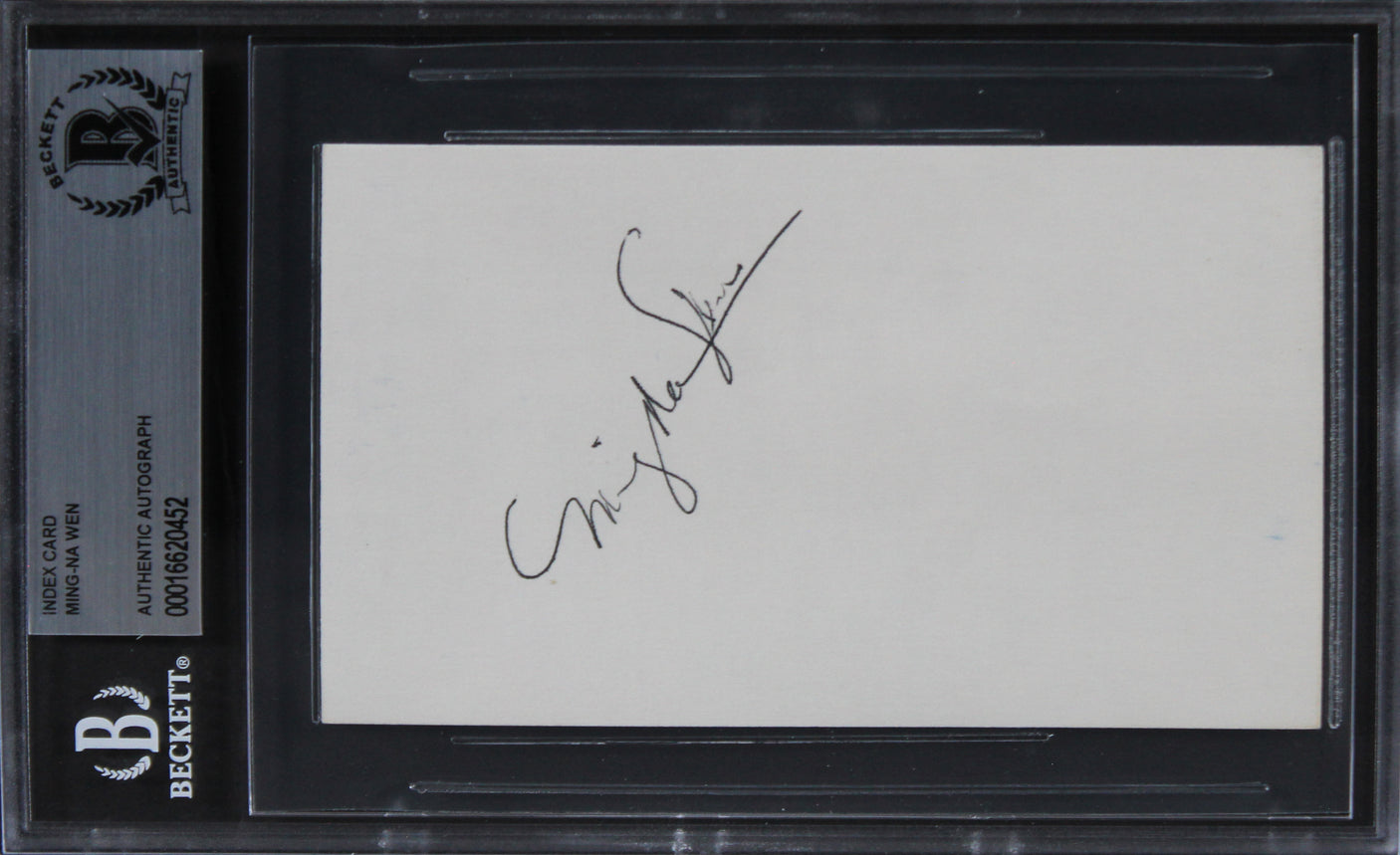 Ming-Na Wen Mulan Authentic Signed 3x5 Index Card Autographed BAS Slabbed