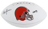 Browns Ozzie Newsome "HOF 99" Signed White Panel Logo Football BAS Witnessed
