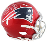 Patriots Randy Moss "HOF 18" Signed Flash Full Size Speed Proline Helmet BAS Wit