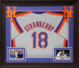 Daryl Strawberry Authentic Signed Green Pro Style Framed Jersey BAS Witnessed