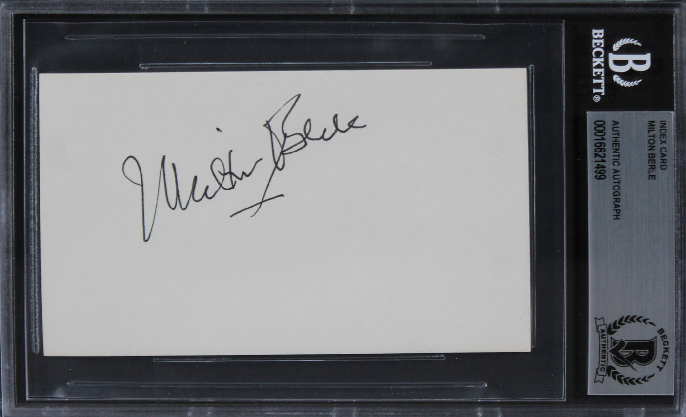 Milton Berle The Milton Berle Show Authentic Signed 3x5 Index Card BAS Slabbed 4