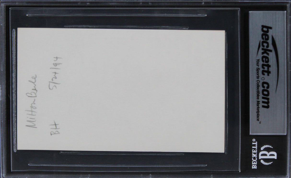 Milton Berle The Milton Berle Show Authentic Signed 3x5 Index Card BAS Slabbed 4