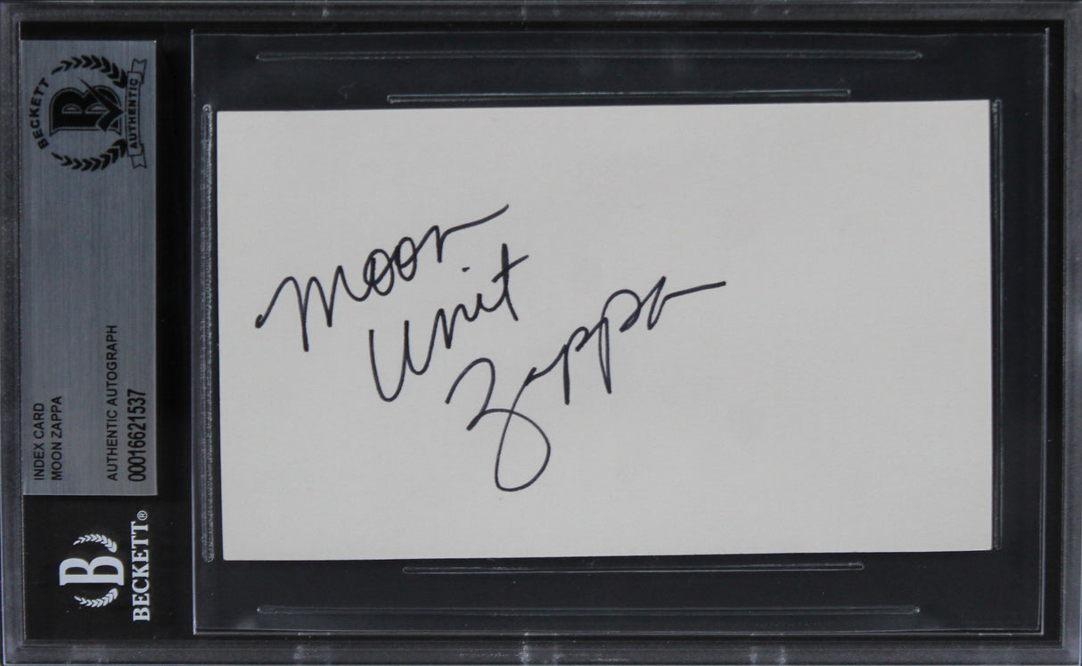 Moon Unit Zappa European Vacation Authentic Signed 3x5 Index Card BAS Slabbed