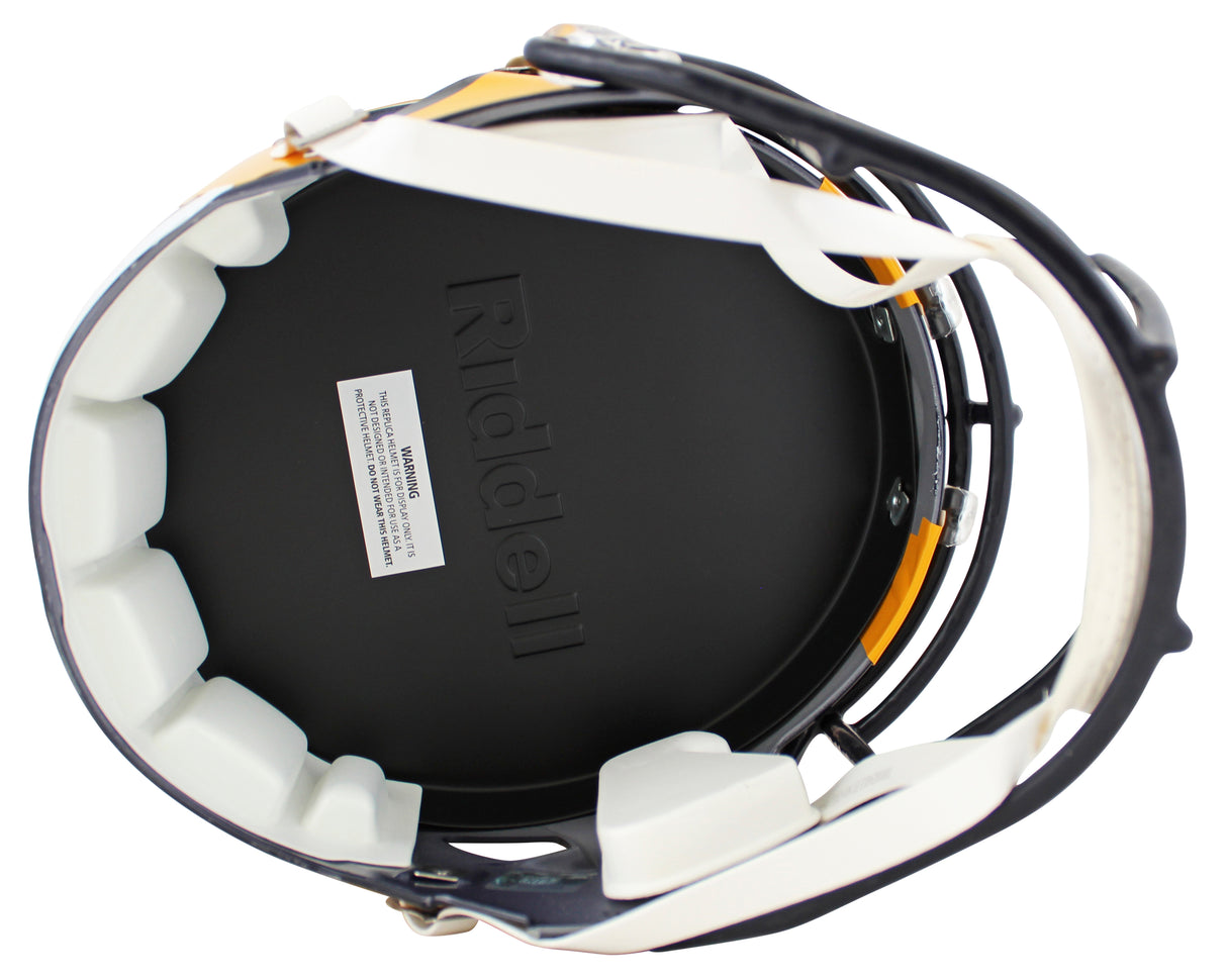 Rams Kurt Warner & Marshall Faulk Signed 81-99 TB F/S Speed Rep Helmet BAS Wit