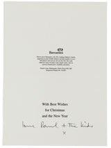 Paul McCartney "Love & The Kids" Signed 6.5x9 Christmas Greeting Card BAS