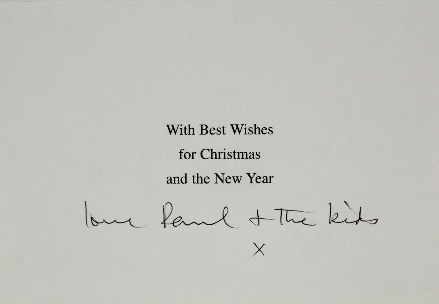 Paul McCartney "Love & The Kids" Signed 6.5x9 Christmas Greeting Card BAS