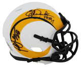 Rams Eric Dickerson & Marshall Faulk Signed Lunar Speed Mini Helmet BAS Witness