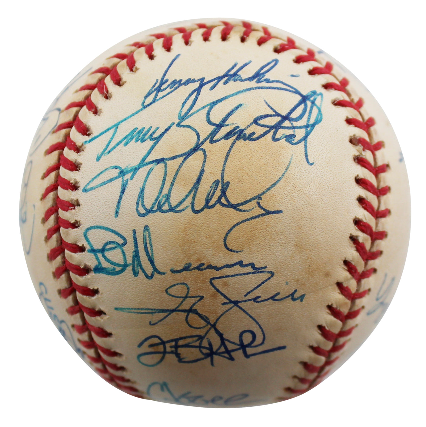 1997 Twins (27) Molitor, Knoblauch, Kelly +24 Signed Oal Baseball BAS #AA03202