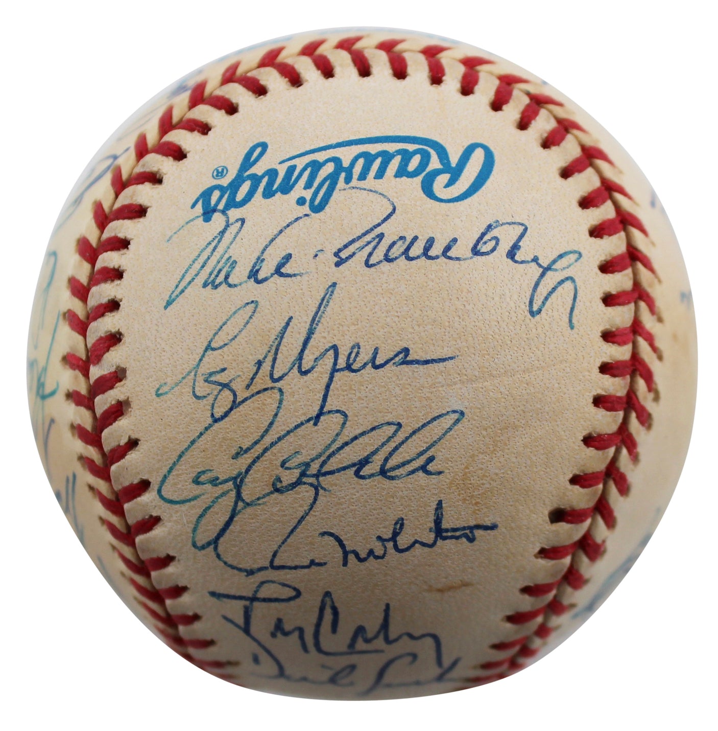 1997 Twins (27) Molitor, Knoblauch, Kelly +24 Signed Oal Baseball BAS #AA03202