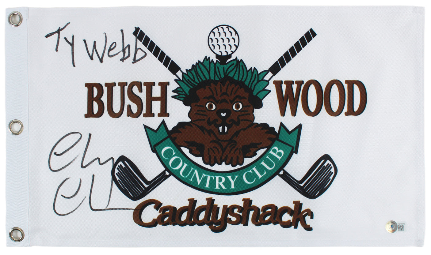 Chevy Chase Caddyshack "Ty Webb" Signed Bushwood Country Club Flag BAS #WZ76673